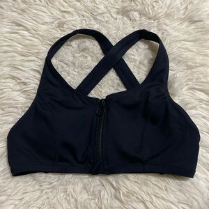 Athleta Black Front Zip Racerback Sports Bra Size‎ Small